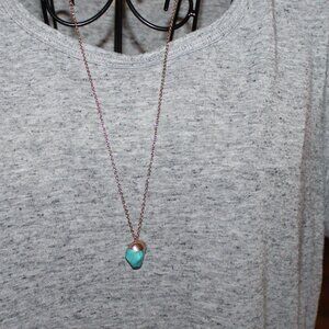 Dainty Organic Turquoise Nugget Necklace 18" Gold Tone Chain Boho Minimalist